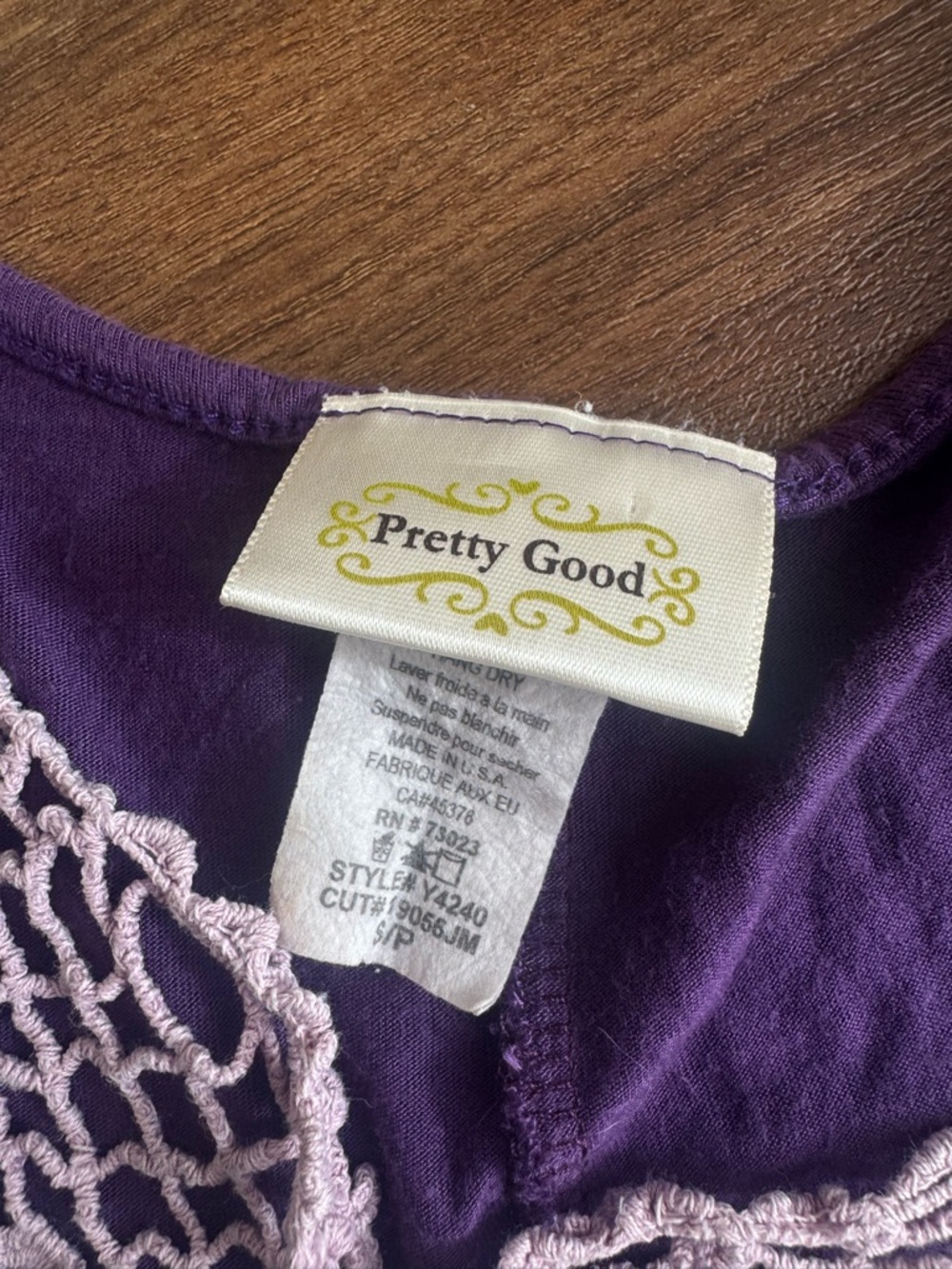 Y2K Made In USA Made Crochet Lace Trim Tank Top Purple Boho Peasant Festival - Picture 6 of 7